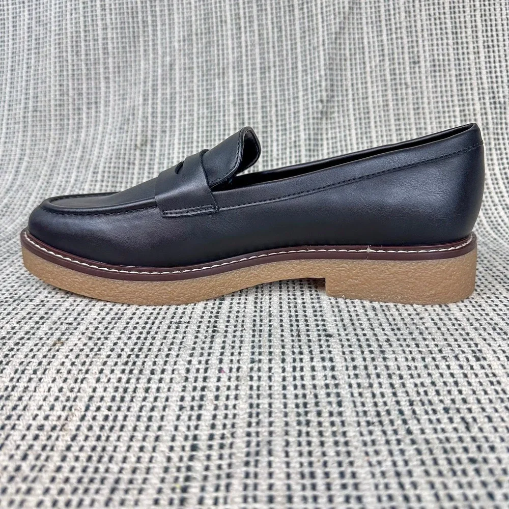 Bandolino Loafers Womens Size 8.5 Black Platform Farley Penny Slip On Gum Sole